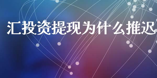 汇投资提现为什么推迟_https://cj002.lansai.wang_金融问答_第1张