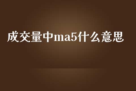 成交量中ma5什么意思_https://cj002.lansai.wang_股市问答_第1张