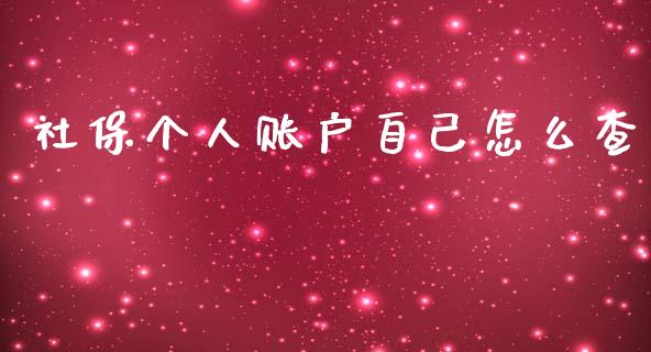 社保个人账户自己怎么查_https://cj002.lansai.wang_保险问答_第1张