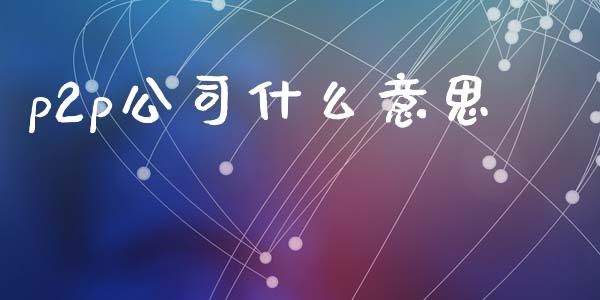 p2p公司什么意思_https://cj002.lansai.wang_金融问答_第1张