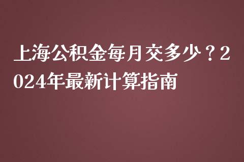 上海公积金每月交多少？2024年最新计算指南_https://cj002.lansai.wang_金融问答_第1张
