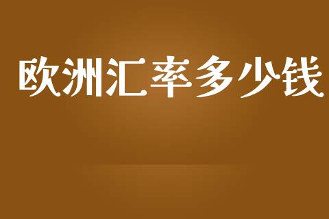 欧洲汇率多少钱_https://cj002.lansai.wang_财经问答_第1张