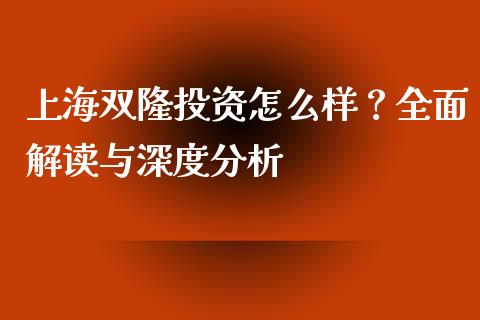 上海双隆投资怎么样？全面解读与深度分析_https://cj002.lansai.wang_理财问答_第1张