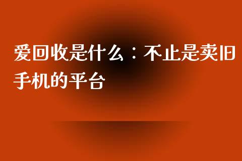 爱回收是什么：不止是卖旧手机的平台_https://cj002.lansai.wang_会计问答_第1张