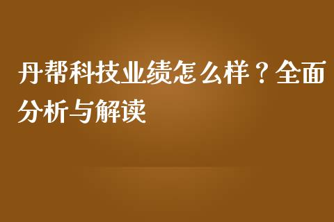 丹帮科技业绩怎么样？全面分析与解读_https://cj002.lansai.wang_财经百问_第1张
