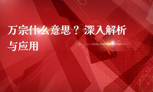 万宗什么意思？ 深入解析与应用_https://cj002.lansai.wang_财经问答_第1张