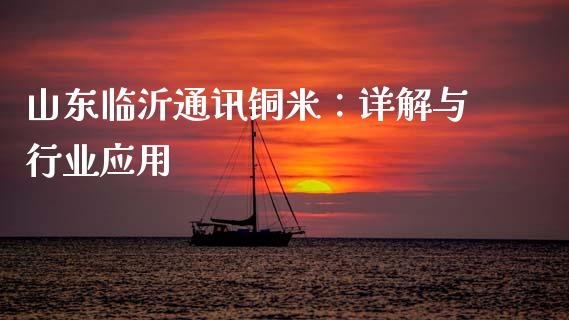 山东临沂通讯铜米：详解与行业应用_https://cj002.lansai.wang_期货问答_第1张