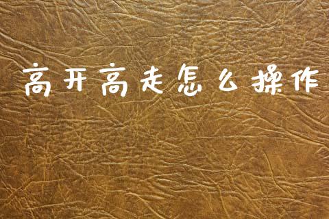 高开高走怎么操作_https://cj002.lansai.wang_财经百问_第1张