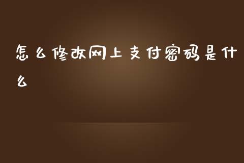 怎么修改网上支付密码是什么_https://cj002.lansai.wang_理财问答_第1张