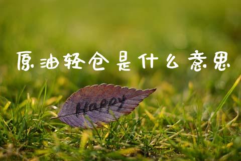 原油轻仓是什么意思_https://cj002.lansai.wang_财经问答_第1张