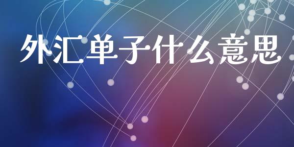外汇单子什么意思_https://cj002.lansai.wang_财经问答_第1张