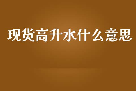 现货高升水什么意思_https://cj002.lansai.wang_保险问答_第1张