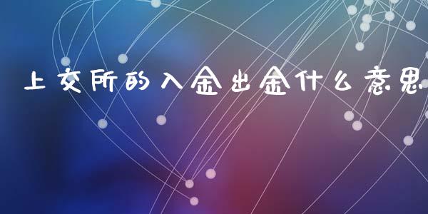 上交所的入金出金什么意思_https://cj002.lansai.wang_财经问答_第1张