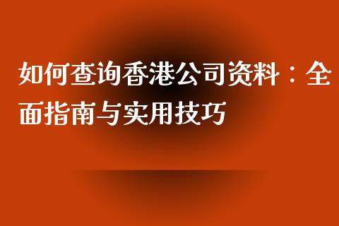如何查询香港公司资料：全面指南与实用技巧_https://cj002.lansai.wang_会计问答_第1张