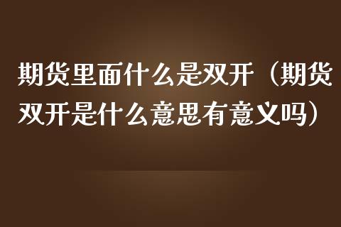 期货里面什么是双开（期货双开是什么意思有意义吗）_https://cj002.lansai.wang_会计问答_第1张