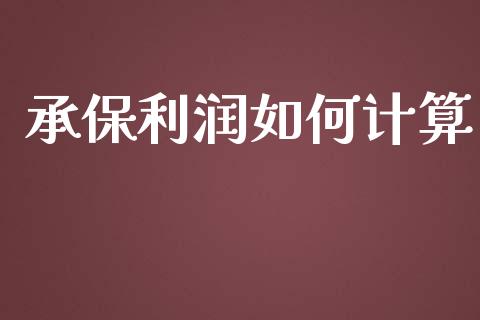 承保利润如何计算_https://cj002.lansai.wang_理财问答_第1张