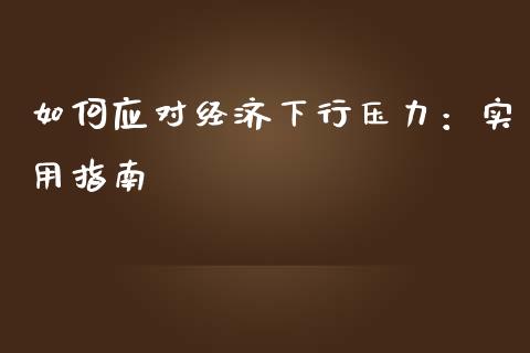 如何应对经济下行压力：实用指南_https://cj002.lansai.wang_股市问答_第1张