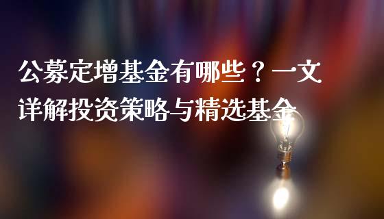 公募定增基金有哪些？一文详解投资策略与精选基金_https://cj002.lansai.wang_理财问答_第1张