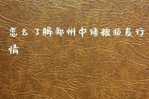 怎么了解郑州中储粮拍麦行情_https://cj002.lansai.wang_保险问答_第1张