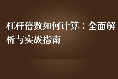 杠杆倍数如何计算：全面解析与实战指南_https://cj002.lansai.wang_财经百问_第1张