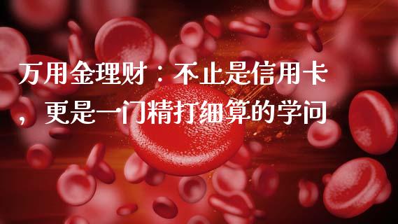 万用金理财：不止是信用卡，更是一门精打细算的学问_https://cj002.lansai.wang_期货问答_第1张
