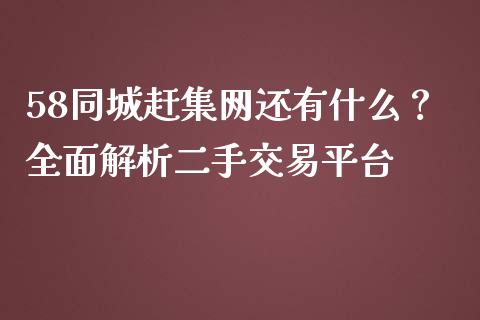 58同城赶集网还有什么？全面解析二手交易平台_https://cj002.lansai.wang_金融问答_第1张