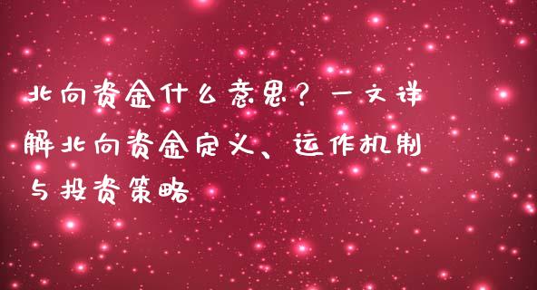 北向资金什么意思？一文详解北向资金定义、运作机制与投资策略_https://cj002.lansai.wang_保险问答_第1张