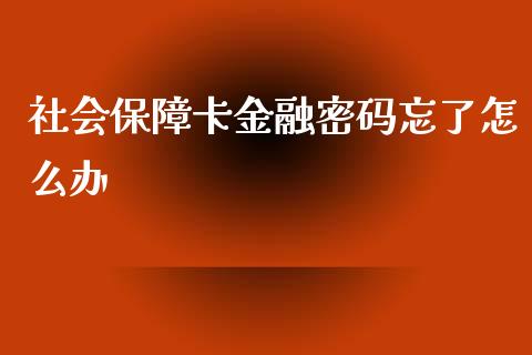 社会保障卡金融密码忘了怎么办_https://cj002.lansai.wang_保险问答_第1张