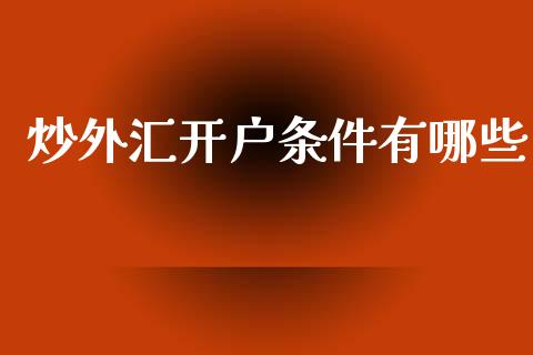 炒外汇开户条件有哪些_https://cj002.lansai.wang_财经问答_第1张
