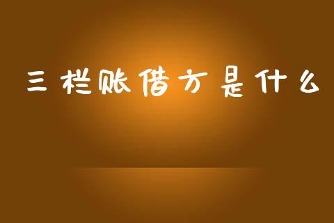 三栏账借方是什么_https://cj002.lansai.wang_会计问答_第1张