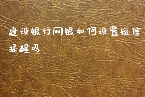 建设银行网银如何设置短信提醒吗_https://cj002.lansai.wang_股市问答_第1张