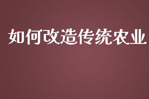 如何改造传统农业_股市问答_第1张_财经百问网 如何改造传统农业_https://cj002.lansai.wang_股市问答_第1张