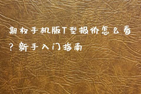 期权手机版T型报价怎么看？新手入门指南_https://cj002.lansai.wang_股市问答_第1张