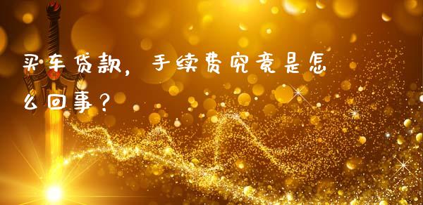 买车贷款，手续费究竟是怎么回事？_https://cj002.lansai.wang_金融问答_第1张