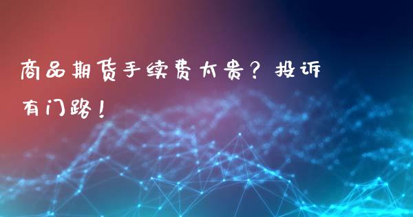 商品期货手续费太贵？投诉有门路！_https://cj002.lansai.wang_理财问答_第1张