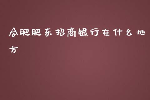 合肥肥东招商银行在什么地方_https://cj002.lansai.wang_金融问答_第1张