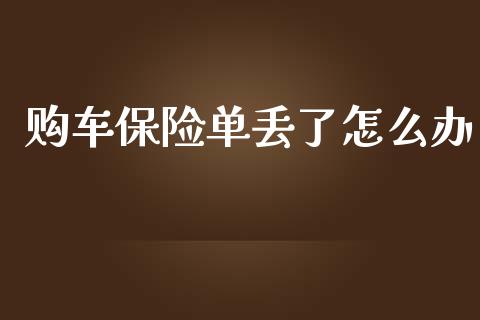 购车保险单丢了怎么办_https://cj002.lansai.wang_保险问答_第1张