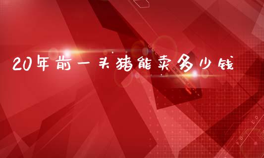 20年前一头猪能卖多少钱_https://cj002.lansai.wang_期货问答_第1张