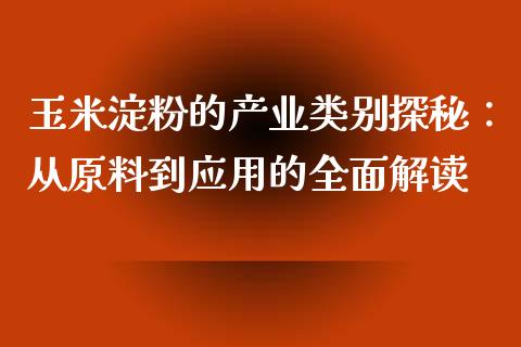 玉米淀粉的产业类别探秘：从原料到应用的全面解读_https://cj002.lansai.wang_理财问答_第1张