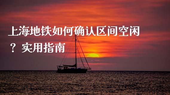 上海地铁如何确认区间空闲？ 实用指南_https://cj002.lansai.wang_财经问答_第1张
