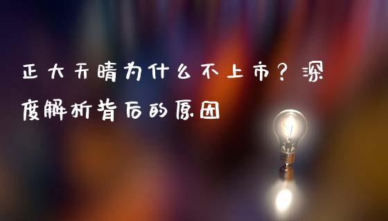 正大天晴为什么不上市？深度解析背后的原因_https://cj002.lansai.wang_会计问答_第1张