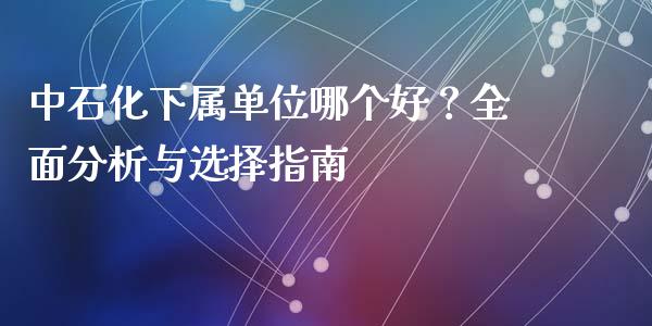 中石化下属单位哪个好？全面分析与选择指南_https://cj002.lansai.wang_财经问答_第1张