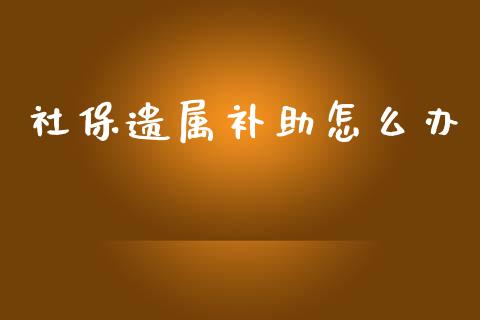 社保遗属补助怎么办_https://cj002.lansai.wang_保险问答_第1张