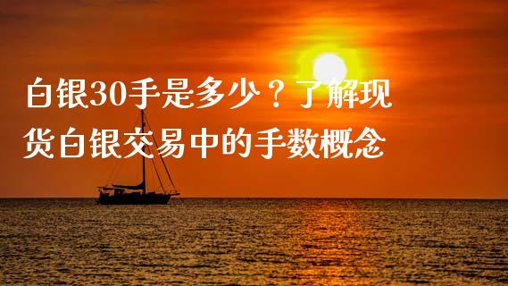 白银30手是多少？了解现货白银交易中的手数概念_https://cj002.lansai.wang_保险问答_第1张