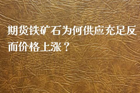 期货铁矿石为何供应充足反而价格上涨？_https://cj002.lansai.wang_保险问答_第1张