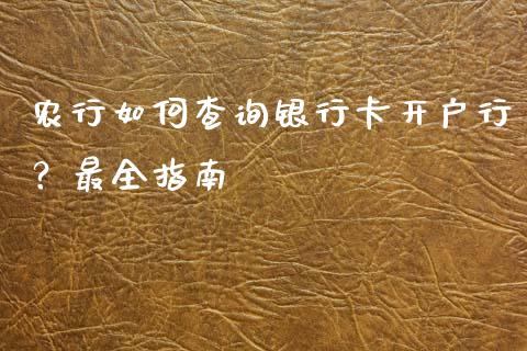 农行如何查询银行卡开户行？最全指南_https://cj002.lansai.wang_理财问答_第1张