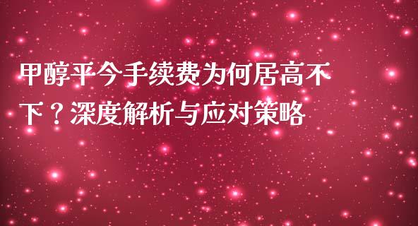 甲醇平今手续费为何居高不下？深度解析与应对策略_https://cj002.lansai.wang_金融问答_第1张