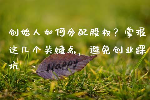 创始人如何分配股权？掌握这几个关键点，避免创业踩坑_https://cj002.lansai.wang_期货问答_第1张