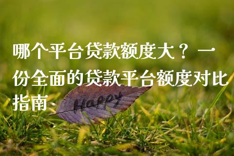 哪个平台贷款额度大？ 一份全面的贷款平台额度对比指南_https://cj002.lansai.wang_期货问答_第1张