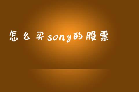 怎么买sony的股票_https://cj002.lansai.wang_理财问答_第1张